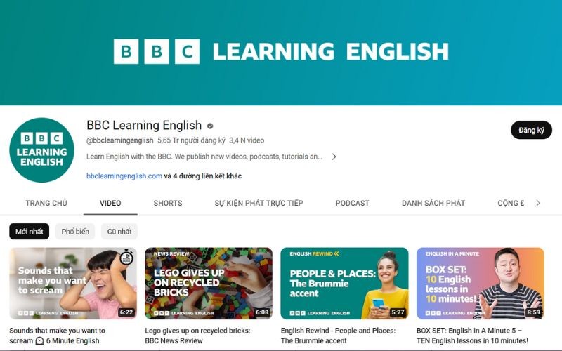 BBC LearnEnglish là một kênh học tiếng Anh miễn phí tốt nhất với đa phần người học tiếng Anh