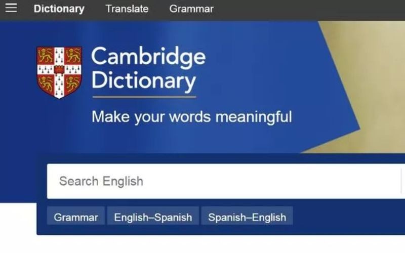 Giao diện web Cambridge Dictionary rất được ưa chuộng bởi người học chuyên tiếng Anh