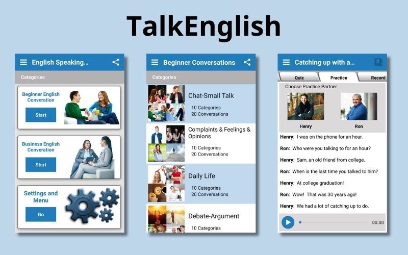 TalkEnglish - App luyện nói tiếng Anh cho những người mới bắt đầu
