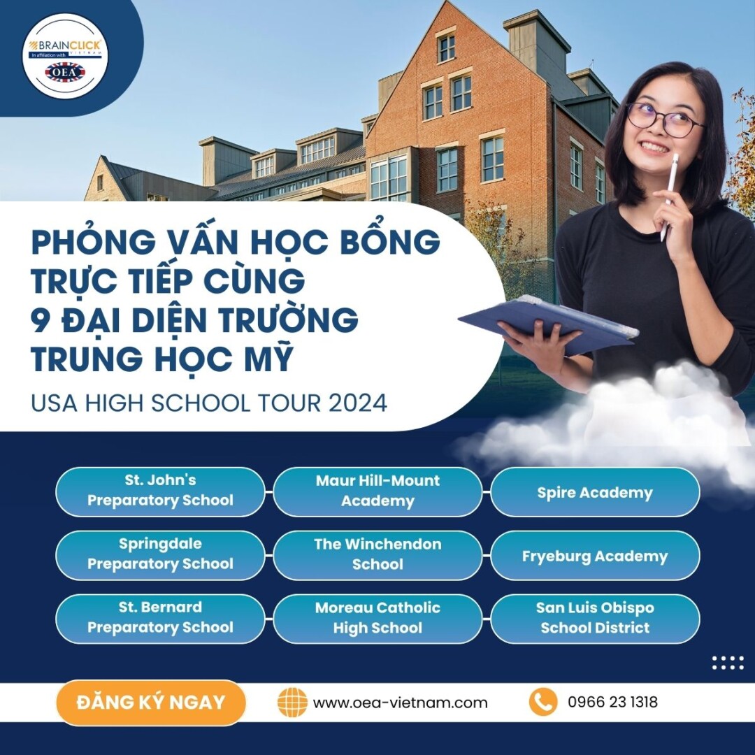 Cơ hội phỏng vấn học bổng cùng đại diện đến từ 9 trường Trung học Mỹ hàng đầu